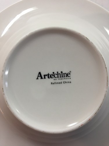 4 Arte’Chine Top Choice Gold Floral Modern Raised Edge Rimmed Plates 9" White - Picture 9 of 9