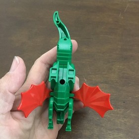 Lego Classic Green Dragon Figure w Red Wings, 6056 6076 6082 6087 Vintage Knight