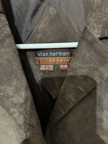 Stan Herman Studio Men's Brown Suede Leather Button Front Lined Jacket XL image 16