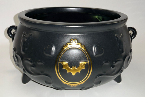 Bath & Body Works 7.5" Black Witch's Cauldron Vanity Tray Holder Gold Bat NWT - Picture 4 of 10