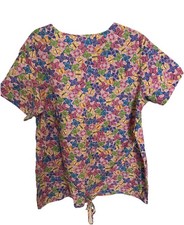 SB Scrubs V-Neck Nurse Medical Vet Top - Colorful Butterflies Size Large Spring