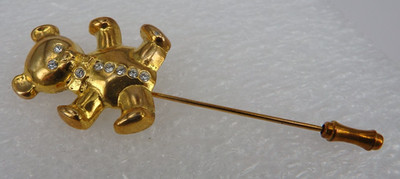 Neugablonz: Anstecknadel Teddy Design 1980er Jahre Swarovski Elements (118098)