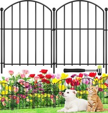 Decorative Garden Fence 17in H x10ft L , 10 Panels-17in H x10ft L , Black