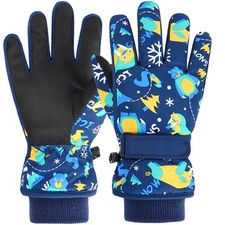 Azarxis Kids Ski Gloves Toddler Winter Cold 7-9 Years Old, 02 Navy Blue