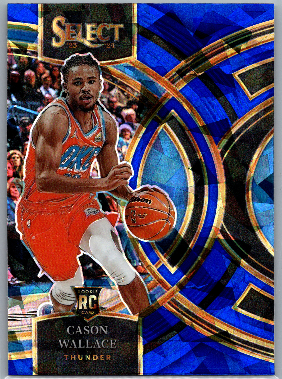 2023-24 Panini Select  Premier Level Cason Wallace #103 Blue Cracked Ice Prizm 