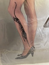 Yoffi pantyhose Tiger Rhinestone eyes stockings ULTRA RARE Queen unisex NOS