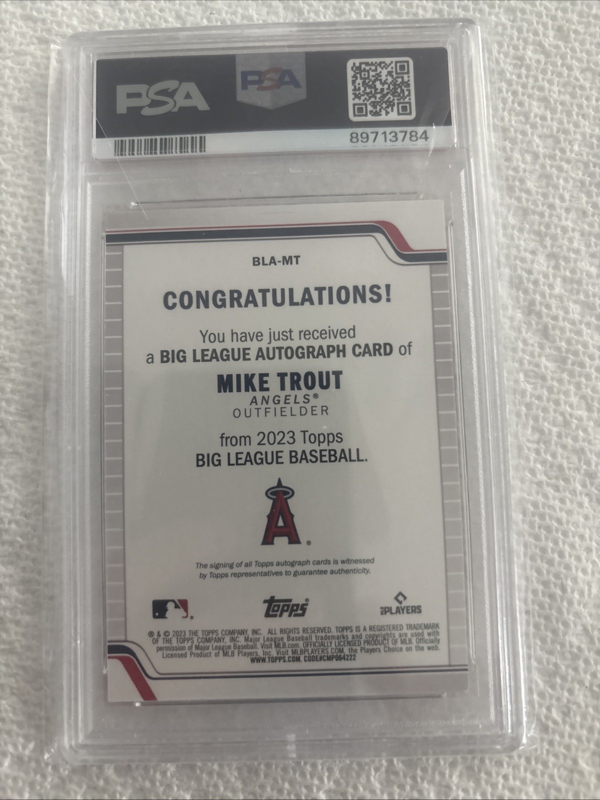 Mike Trout 2023 Topps Big League /5 Auto Psa9 Mike Trout Auto  big league Red view 2