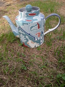 Porcelain Teapot Gray Blue Colors Not Sure As To What Design