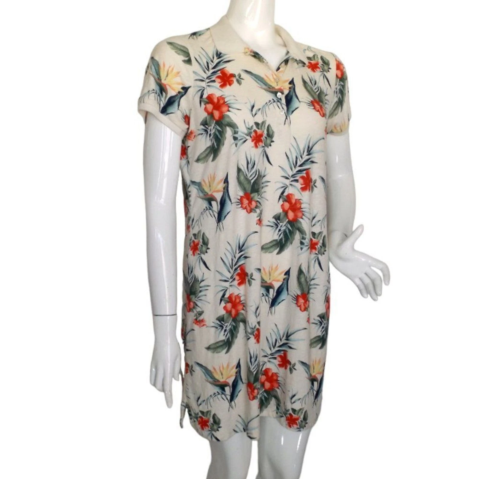 OFF WHITE Abito Polo TOMMY BAHAMA M Mini Happy Hibiscus Bianco sporco Rosso floreale