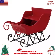 Red Iron Christmas Sleigh 14.6L x 9.8W x 11.2H in