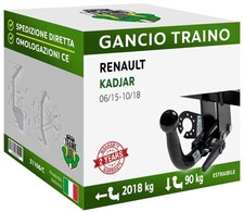 Per Renault KADJAR 2-4WD, AdBlue 15-18 Gancio Orizzontale Estraibile UniKIT 7P