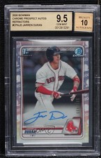 2020 Bowman Chrome Prospects Refractor Jarren Duran BGS 9.5 GEM MINT Auto 1v3