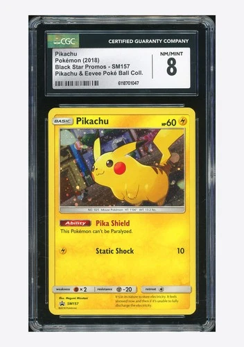 Pokemon CGC 8 Pikchu Promo 2018 SM157 Pikachu & Eevee Poke Ball Coll. English