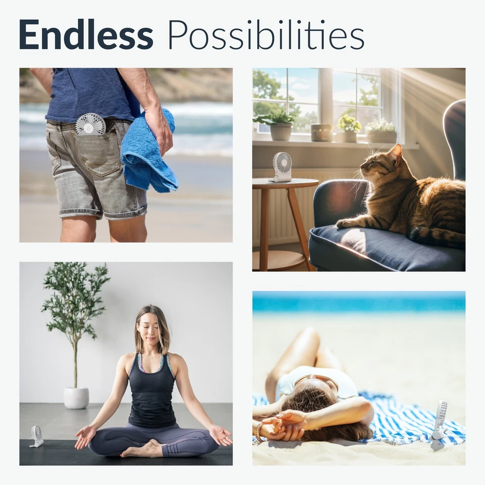 ARCTIC Summair 2Go White USB Mini Hand Fan Desk Portable 77 Hours Pocket Cooler - Image 3 of 4