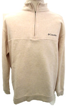 Columbia Sportswear 1/4 Zip Mock Neck Sweatshirt Men's XL Tan/Beige Logo NEW