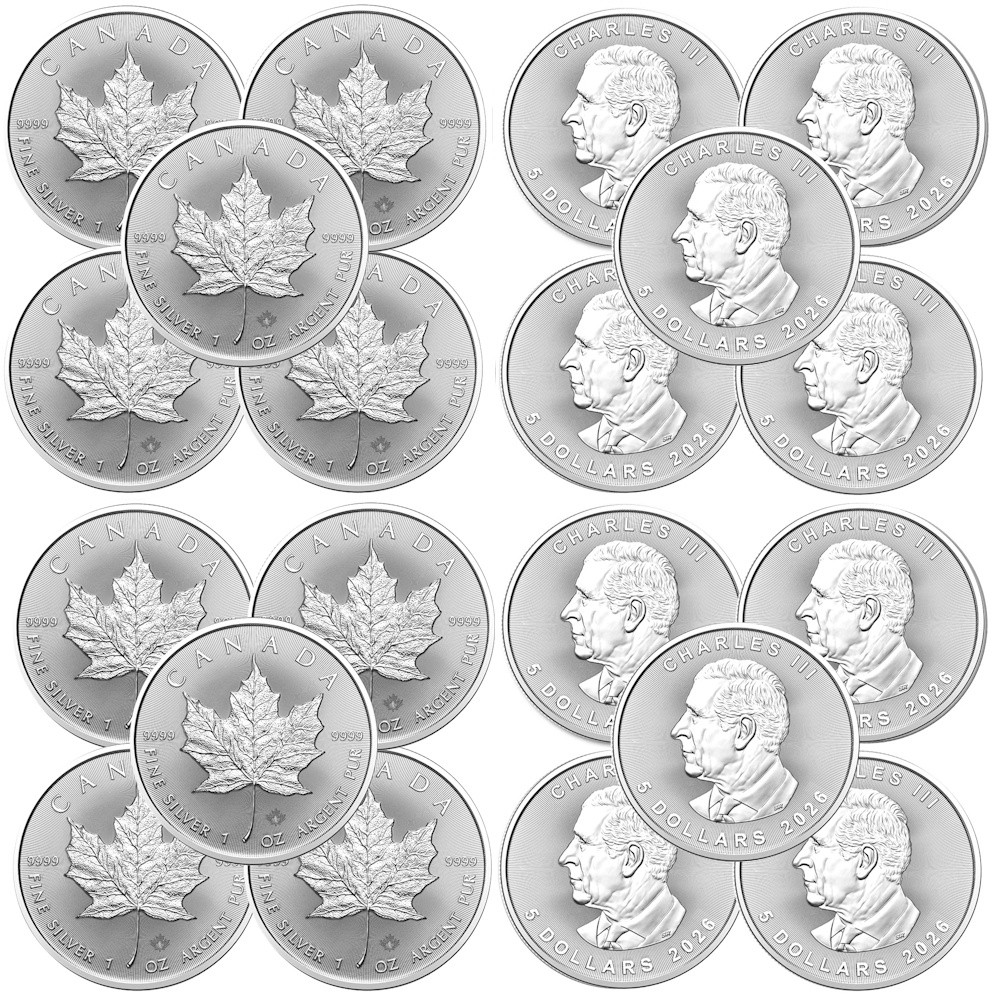 Lot of 10 - 2026 1 oz Canada 9999 Fine Silver Maple Leaf $5 Coin