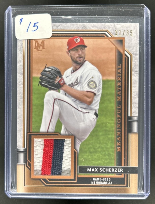 2021 Topps Museum Max Scherzer Meaningful Jersey Copper #/35
