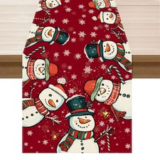 XCHI Red Winter Snowflakes Snowman Christmas Table Runner 13x72 Inch, Colored