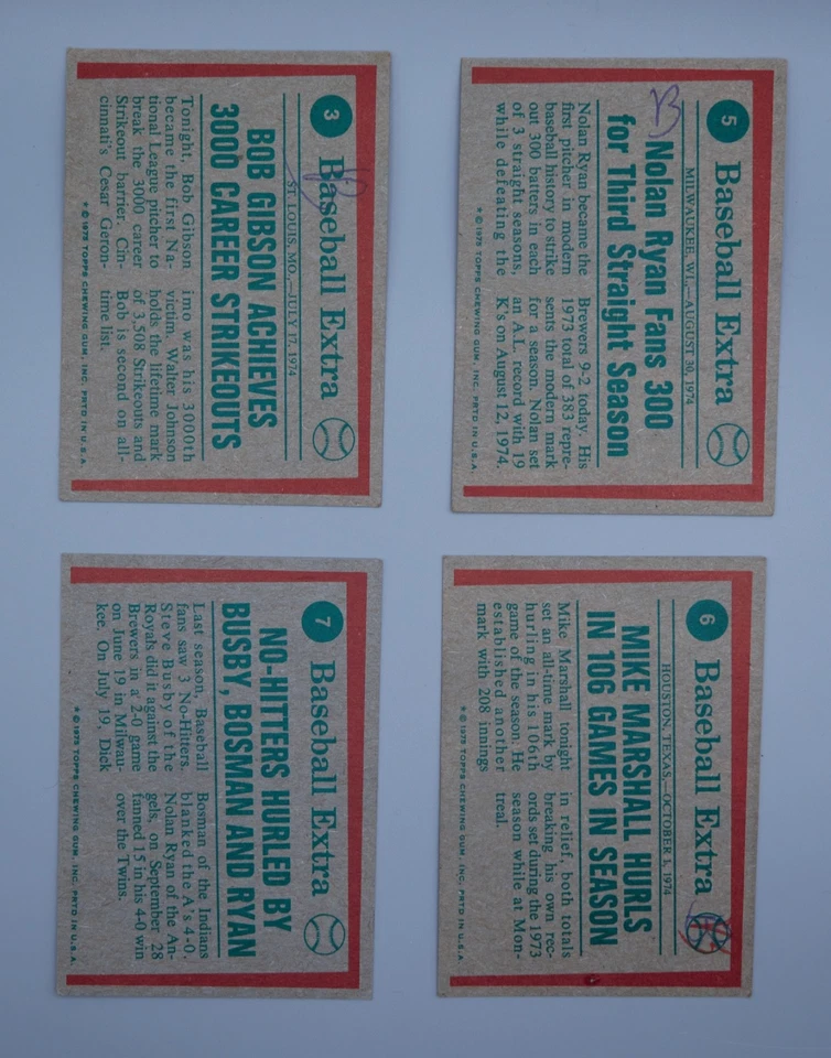 1975 Topps Baseball Vintage 4x '74 Highlight-Karten - Ryan Fans 300 / Nolan Ryan - Bild 2 von 2