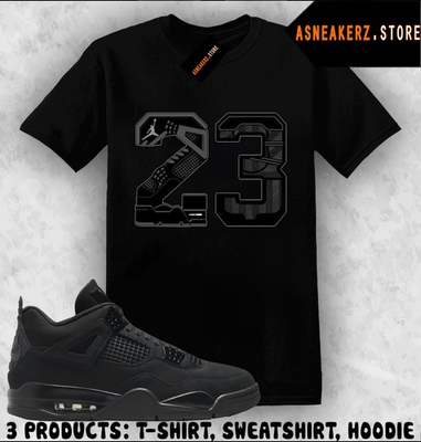 #ad Tee Shirt Matching AJ 4 Black Cat 2025 To Match Sneaker Retro Number 23 T Shirt $22.89