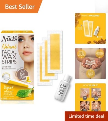 Complete Waxing Kit with 30 Fragrance-Free Facial Strips - Gentle & Effective