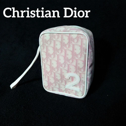 Trousse de maquillage trotteur rose Dior sac cosmétique vanité toile PVC