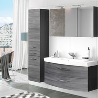 Badezimmer Waschplatz BadmöBel Set 120Cm Waschtisch Spiegelschrank Hochschrank