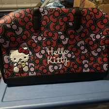 New Hello Kitty Bows Weekender Duffel Bag Embroidered Pink Red