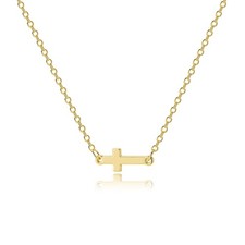 Dainty Cross Necklace for Women, 14K Gold Plated Simple Cross Choker Necklace...