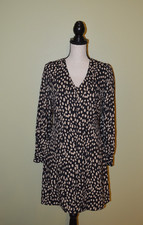Vince Camuto Holiday Dress Black and Taupe Print Long Sleeves Size 4 NWT
