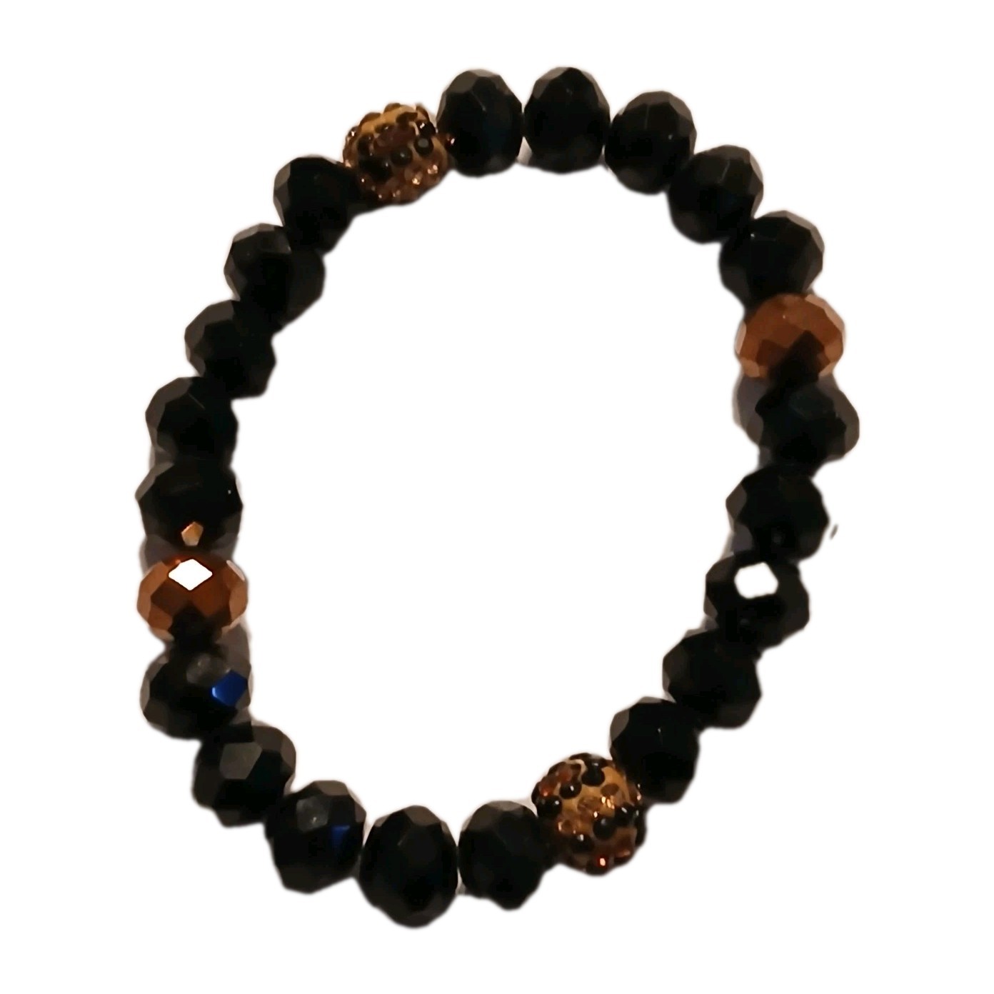 Speckled Leopard And Nlack Beaded stackable Brace… - image 5