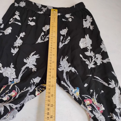 Angie Pants Small Floral Ruffle Wide Leg Boho Cottage Festival Bohemian Stretch - Picture 5 of 12