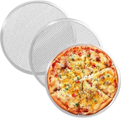 3X 12'' Pizzablech Pizzabackblech Pizza Ofen Back Blech Rund Gelocht Pizzascreen