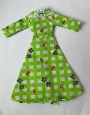 Vintage 1970s Matchbox Disco Girls Green Gingham dress fits Mary Quant daisy