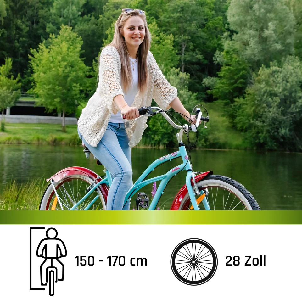 Galano Malibu 26" Beachcruiser Fahrrad Cruiser Bike Unisex metallgrau 40cm - Bild 3 von 4