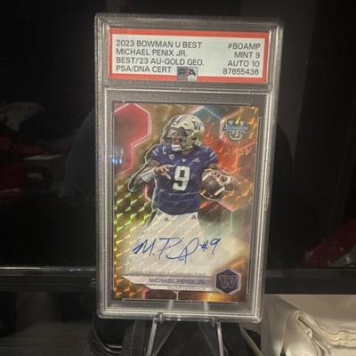 Bowman 2023 Bowman's Best U Michael Penix Jr. RC Auto Gold Geo /50 PSA 9/10 POP1