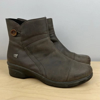 Keen Women’s Size 10.5 Mora Mid Button Brown Leather Ankle Boots Side Zip - Image 1 of 4
