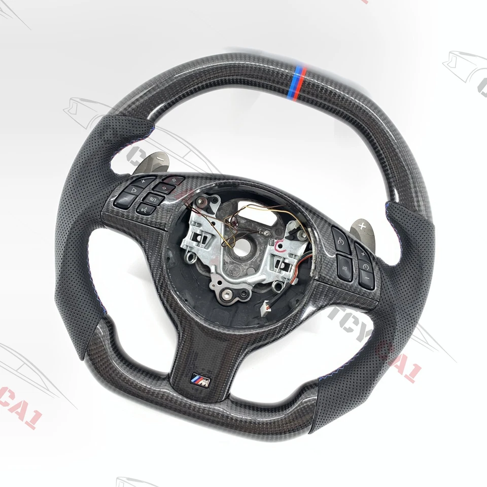 Volante de fibra de carbono personalizado para BMW E46 E53 M3 Z4 X5 serie 3 1998-2006 Foto 4 de 4