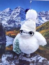 New Fuzzy white owl bird with glasses  a tree Christmas Ornament NWT