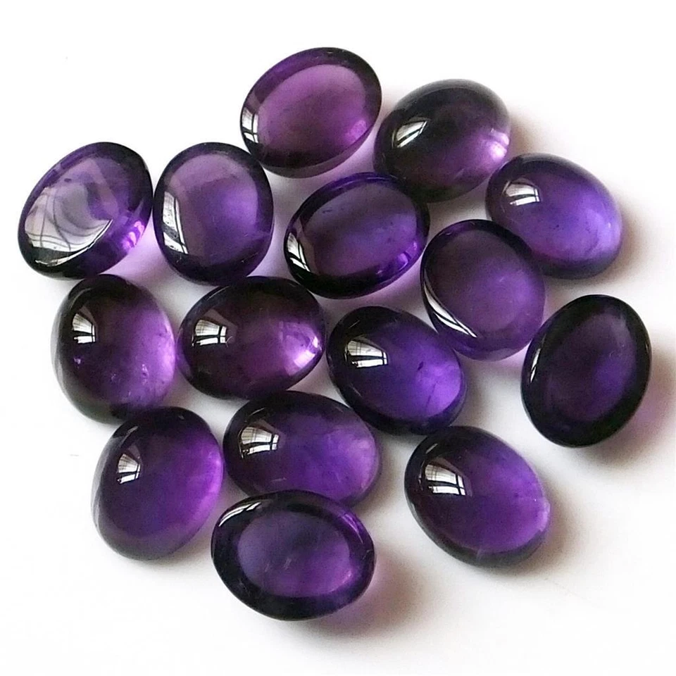 Venta al por mayor Lote de 10x8mm Cabujón Ovalado Amatista Natural Piedras Preciosas Calibradas Sueltas Foto 3 de 4