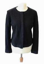 The White Company Navy Broderie Anglaise Short Lightweight Cotton Jacket Size 10