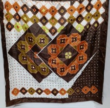 Vintage Totes Rain Scarf Brown Orange White 27" Geometric Water Repellent Retro