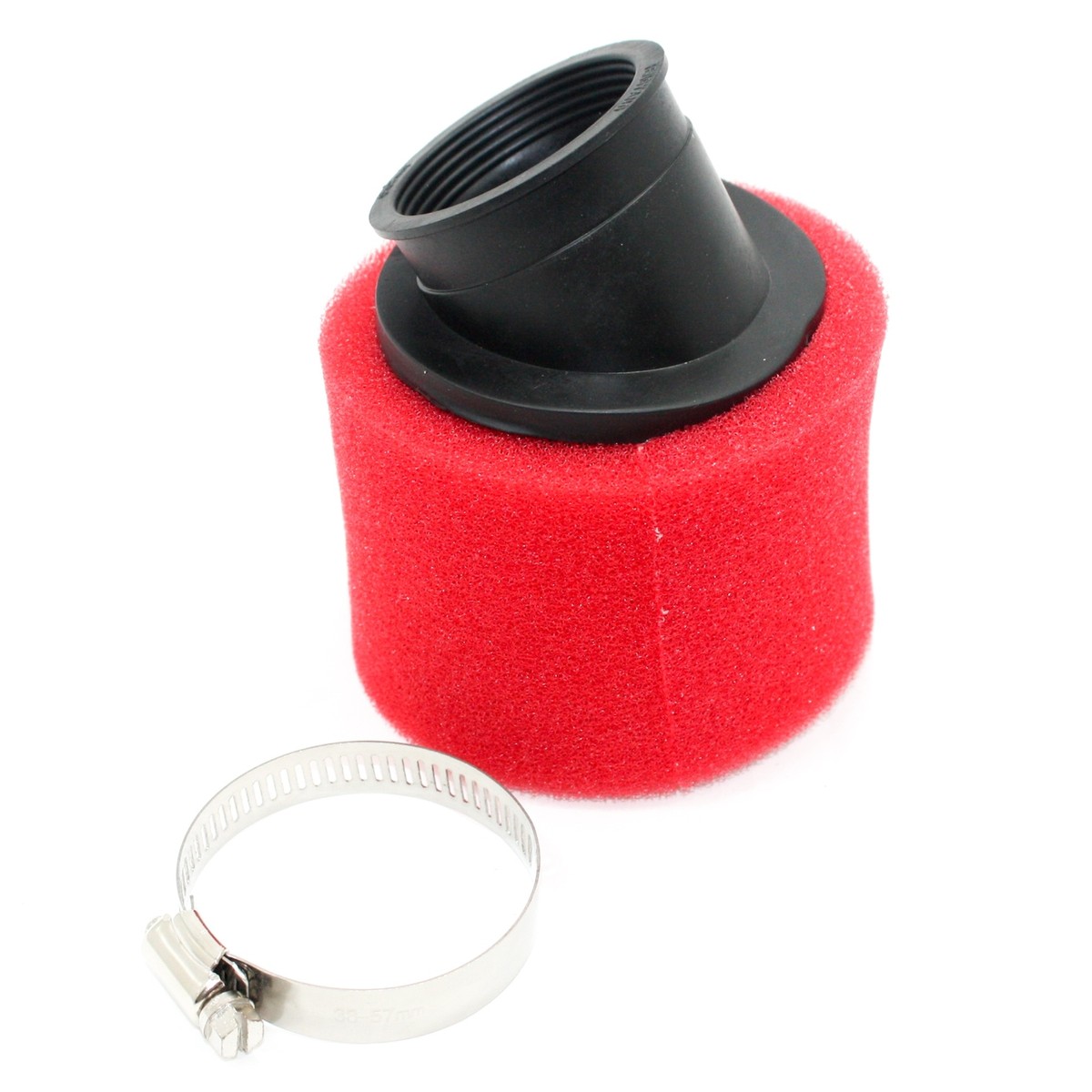 RED 48mm Bent Angled Foam Air Filter Pod PIT PRO Trail Quad Dirt Bike - Foto 13