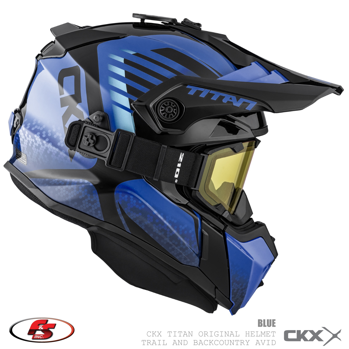 NEW CKX TITAN ORIGINAL Snowmobile HELMET AVID-BLUE GLOSS Size: 2X w/ two  goggles