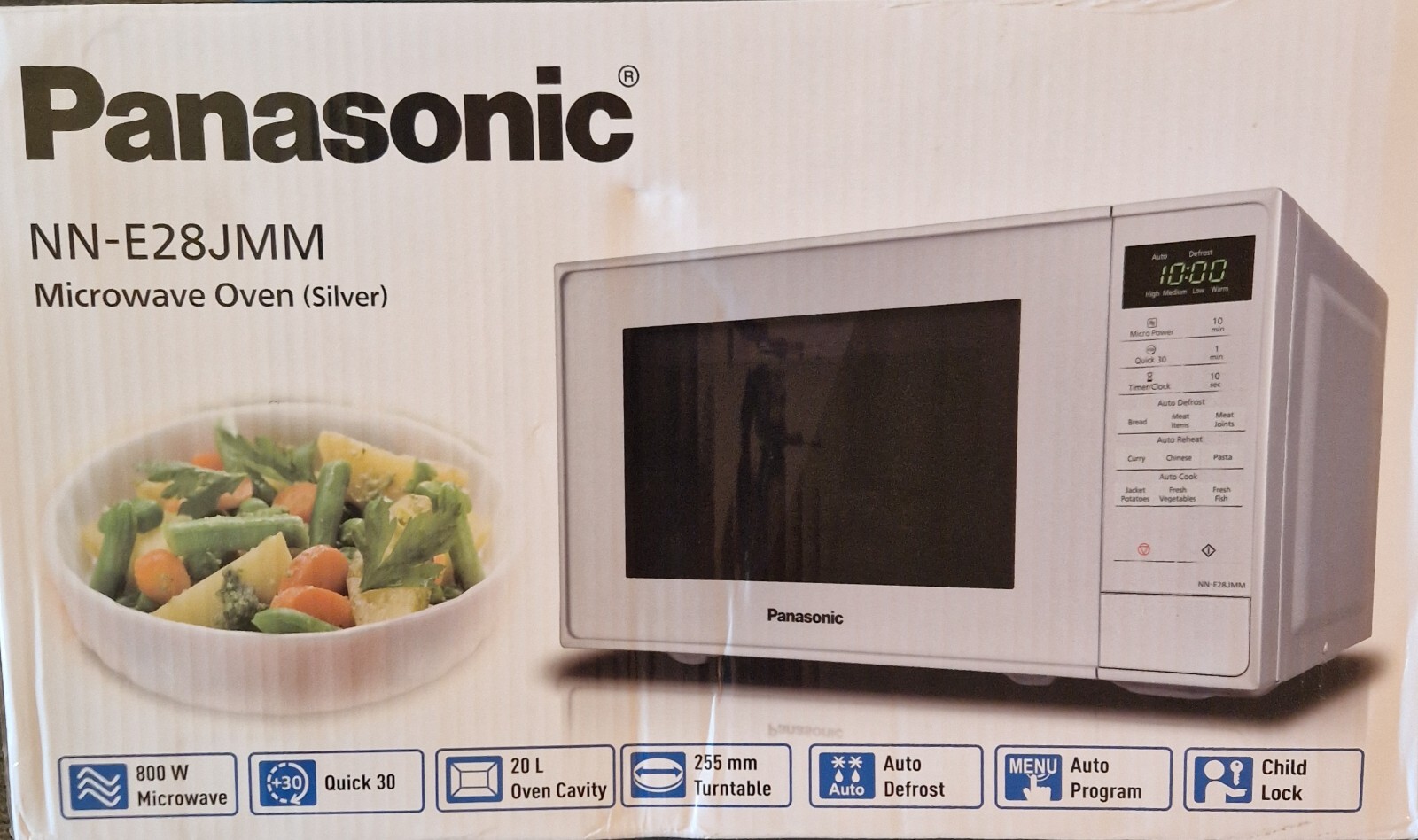 Panasonic NNE28JMM Microwave oven (silver) Boxed with manuals c1 year