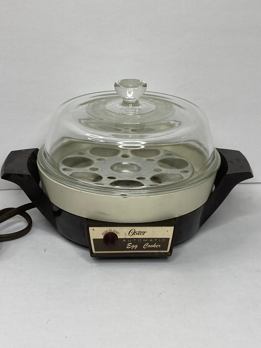 Vintage Oster Automatic Egg Cooker 579 16B Bakelite Base 450 Watt Glass Dome Lid