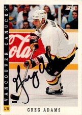 1993 -Greg Adams- Score Autograph/Signed/Auto Hockey Card #196 Canucks