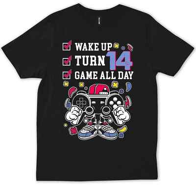 Level 14 Year Old 14th Birthday Gamer Boy Video Game Retro Funny
