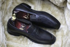 Handmade Loafers Shoes Leather Black Men Men's Slip Dress Mens Loafer Size
