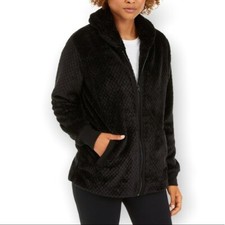 Ideology Women's Quilted Fleece Jacket Black Size XS